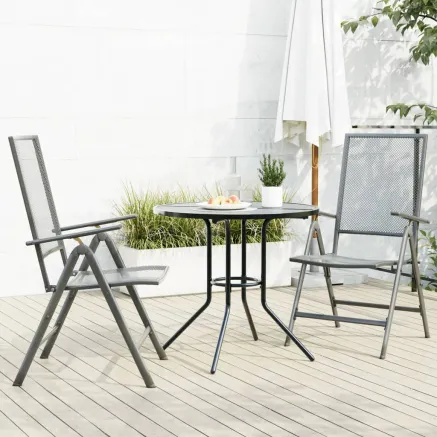 Ensemble de chaises de jardin inclinables 3 pcs anthracite