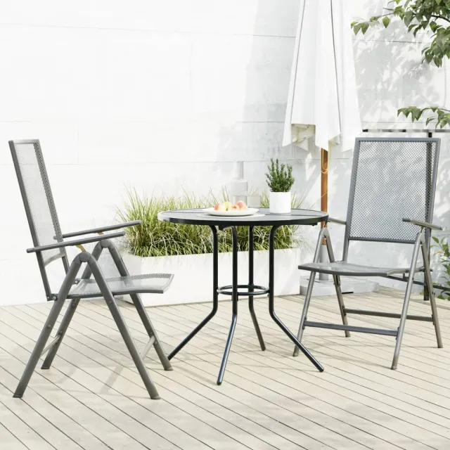 Ensemble de chaises de jardin inclinables 3 pcs anthracite