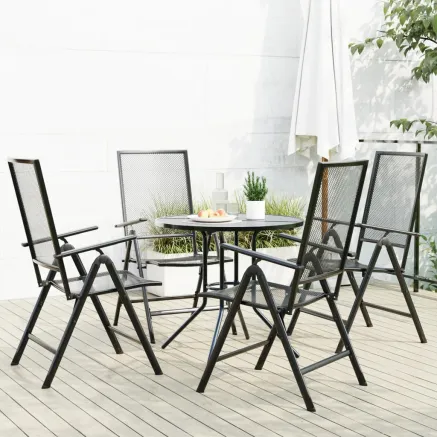 Ensemble de chaises de jardin inclinables 5 pcs anthracite