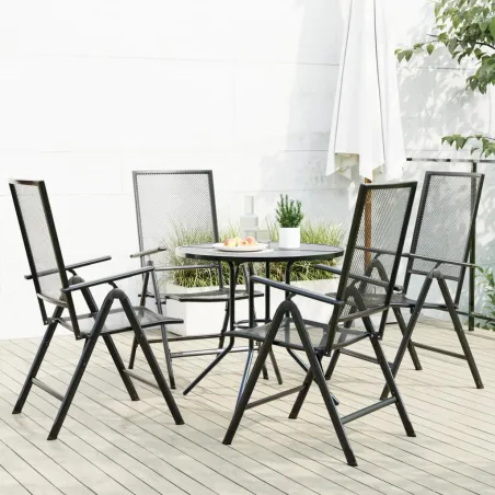 Ensemble de chaises de jardin inclinables 5 pcs anthracite