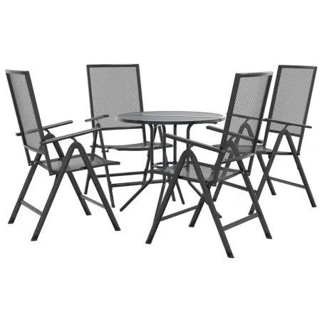 Ensemble de chaises de jardin inclinables 5 pcs anthracite