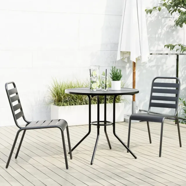 Ensemble de chaises de jardin empilables 3 pcs anthracite