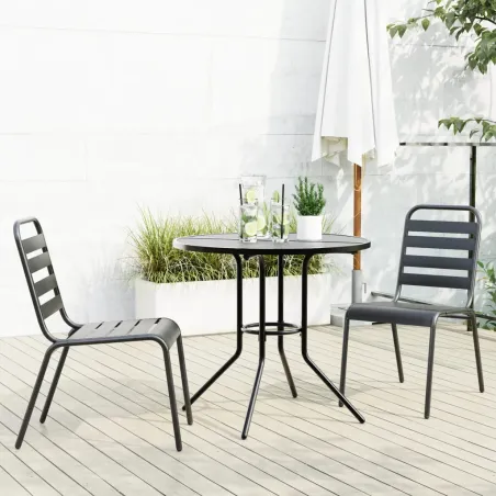 Ensemble de chaises de jardin empilables 3 pcs anthracite