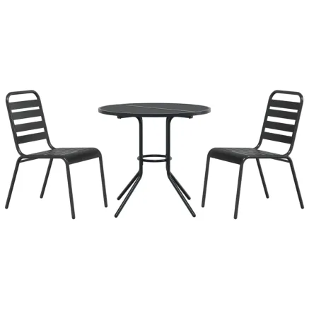 Ensemble de chaises de jardin empilables 3 pcs anthracite 2