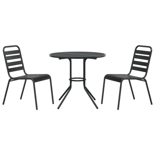 Ensemble de chaises de jardin empilables 3 pcs anthracite