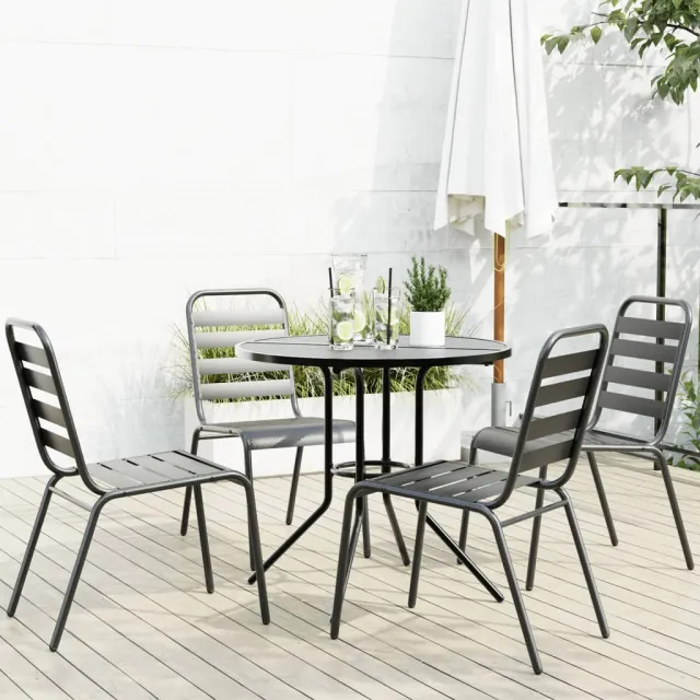 Ensemble de chaises de jardin empilables 5 pcs anthracite