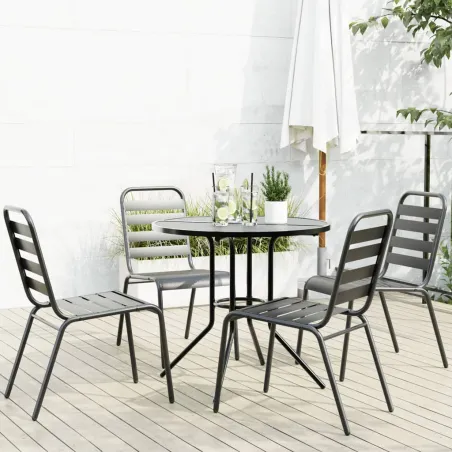 Ensemble de chaises de jardin empilables 5 pcs anthracite
