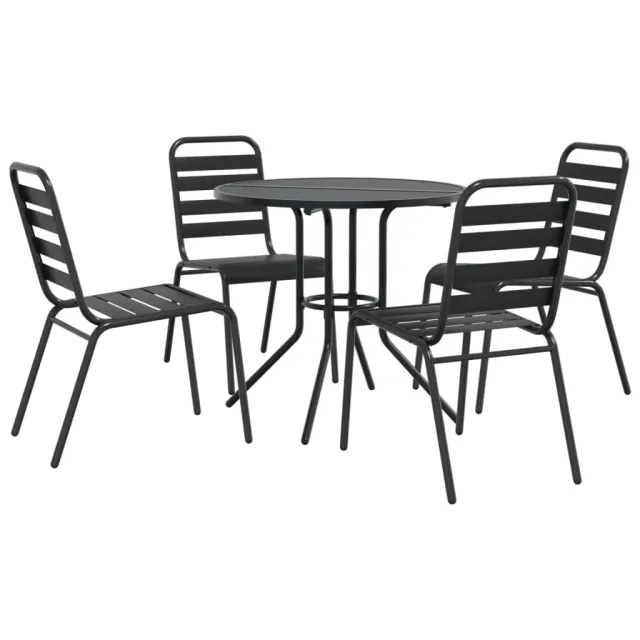 Ensemble de chaises de jardin empilables 5 pcs anthracite