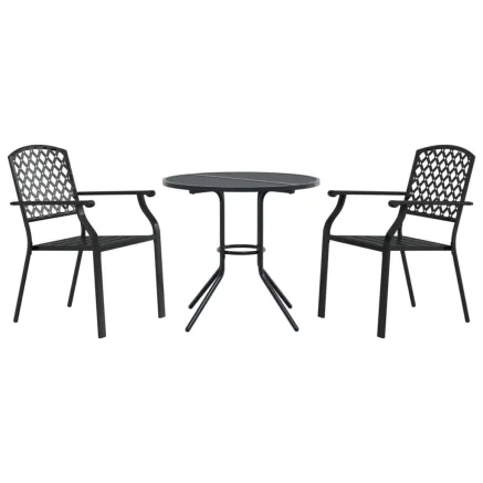Ensemble de chaises de jardin empilables 3 pcs anthracite 2
