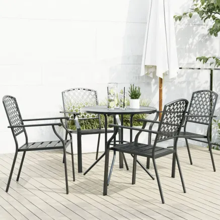 Ensemble de chaises de jardin empilables 5 pcs anthracite