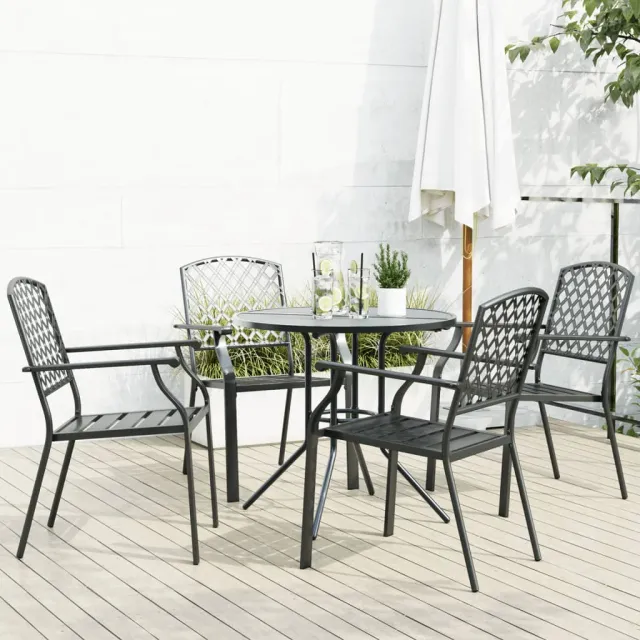 Ensemble de chaises de jardin empilables 5 pcs anthracite