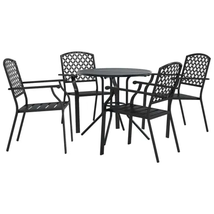 Ensemble de chaises de jardin empilables 5 pcs anthracite 2