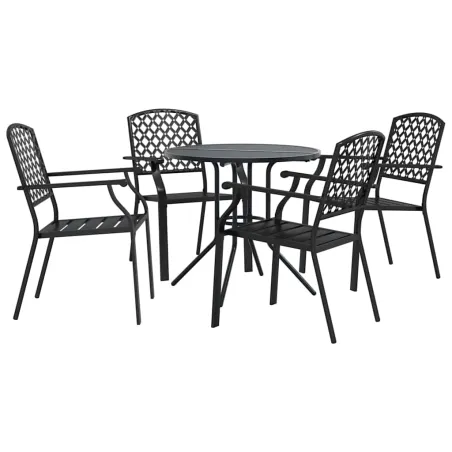 Ensemble de chaises de jardin empilables 5 pcs anthracite