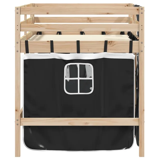 Lit mezzanine enfants avec rideaux sans matelas 90x190 cm