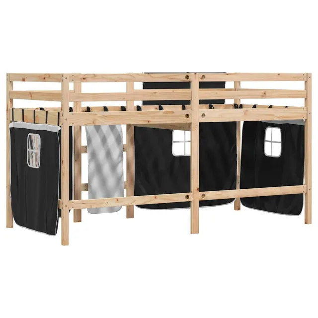 Lit mezzanine enfants avec rideaux sans matelas 90x190 cm