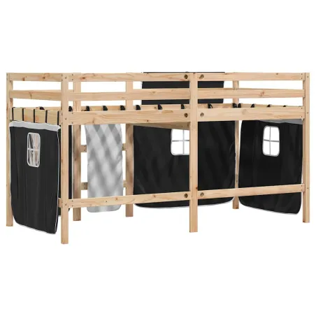 Lit mezzanine enfants avec rideaux sans matelas 90x190 cm