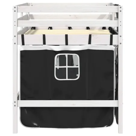 Lit mezzanine enfants avec rideaux sans matelas 90x190 cm