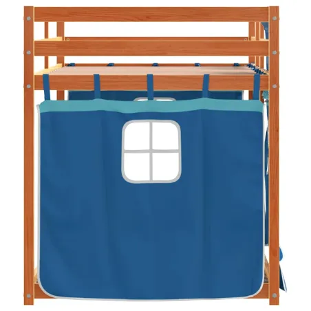 Lit superposé sans matelas bleu 75x190 cm bois de pin massif