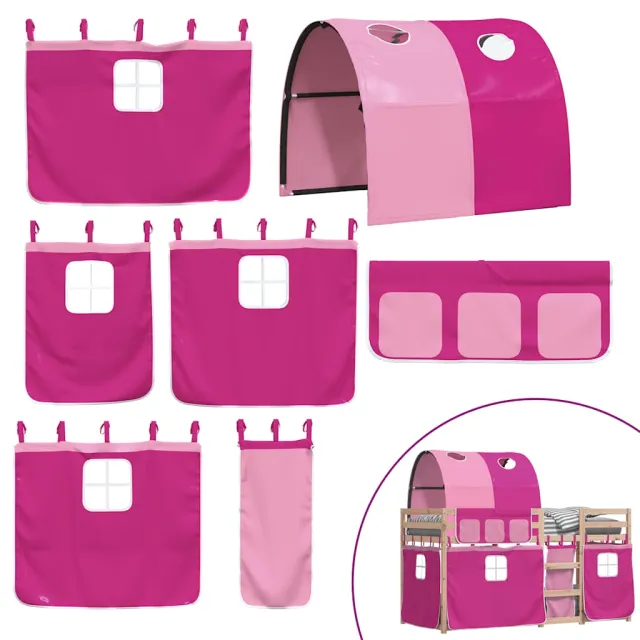 Lit superposé sans matelas rose 75x190 cm bois de pin massif