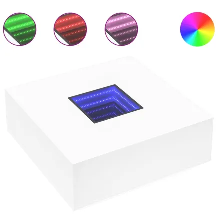 Table basse avec LED infini blanc 100x100x40 cm 2