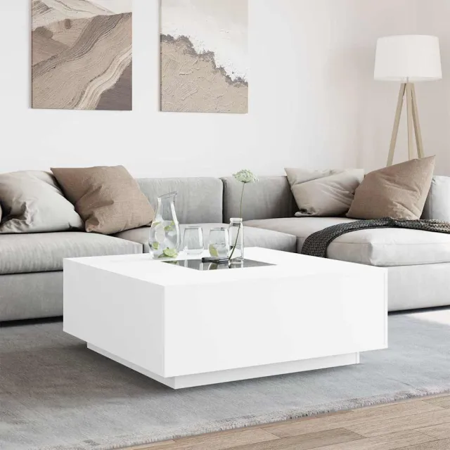 Table basse avec LED infini blanc 100x100x40 cm