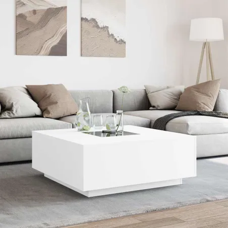 Table basse avec LED infini blanc 100x100x40 cm