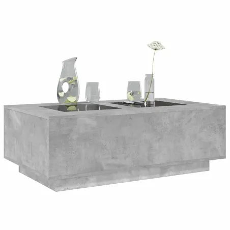 Table basse avec LED infini gris béton 116x69x40 cm
