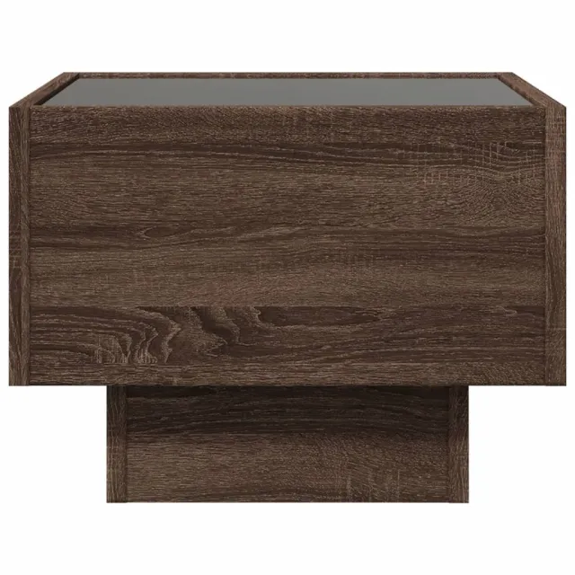 Table de chevet avec LED infini chêne marron 40x40x30 cm