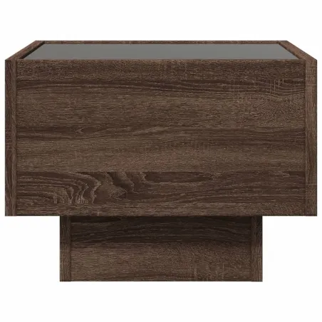 Table de chevet avec LED infini chêne marron 40x40x30 cm