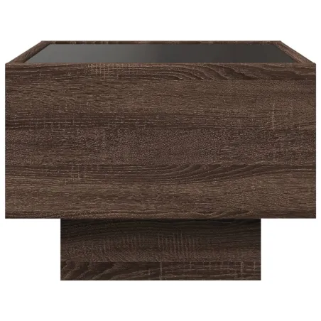 Table de chevet avec LED infini chêne marron 40x40x30 cm
