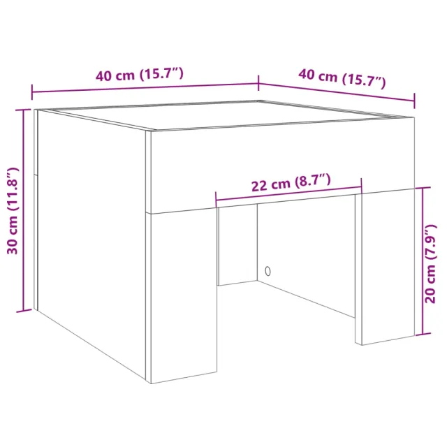 Table de chevet avec LED infini chêne sonoma 40x40x30 cm