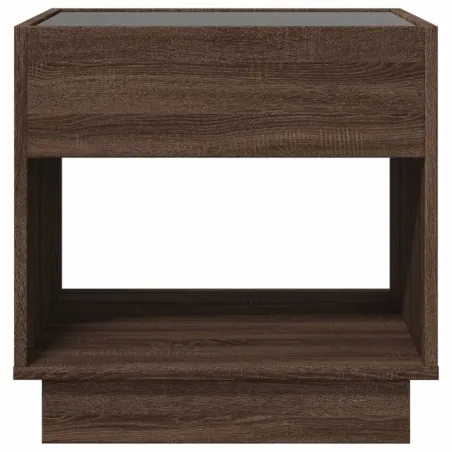Table de chevet avec LED infini chêne marron 50x50x50 cm