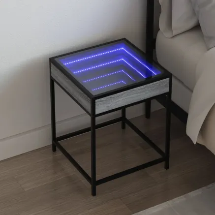 Table de chevet avec LED infini sonoma gris 40x40x51 cm