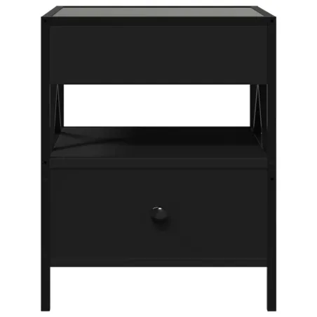 Table de chevet avec LED infini noir 40x40x51 cm
