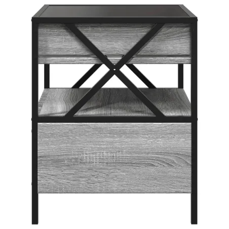 Table de chevet avec LED infini sonoma gris 40x40x51 cm