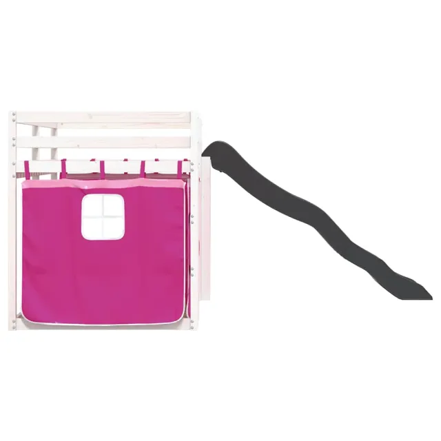 Lit superposé sans matelas avec toboggan et rideaux 90x200 cm