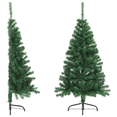 Sapin de Noël artificiel moitié avec support vert 120 cm PVC