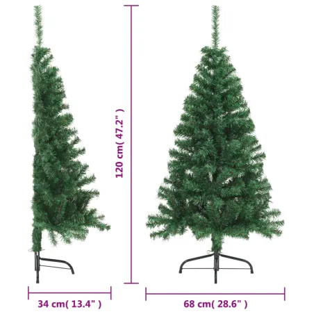 Sapin de Noël artificiel moitié avec support vert 120 cm PVC