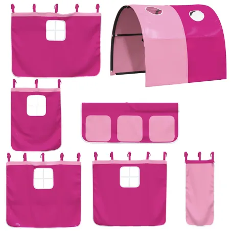 Lit superposé sans matelas avec toboggan et rideaux 90x190 cm