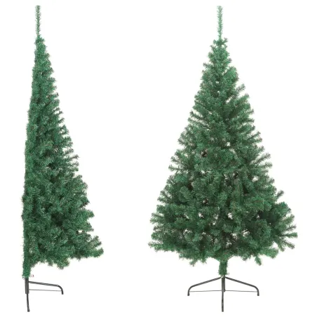 Sapin de Noël artificiel moitié avec support vert 240 cm PVC