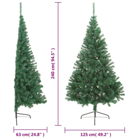 Sapin de Noël artificiel moitié avec support vert 240 cm PVC