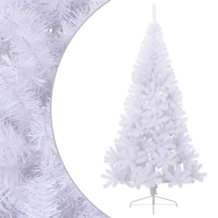 Sapin de Noël artificiel moitié avec support blanc 180 cm PVC