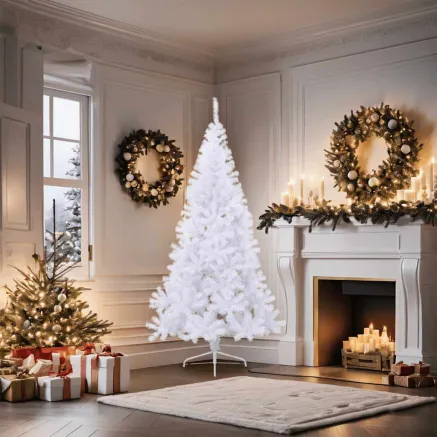 Sapin de Noël artificiel moitié avec support blanc 180 cm PVC 2