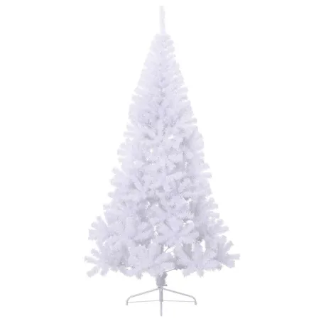 Sapin de Noël artificiel moitié avec support blanc 180 cm PVC
