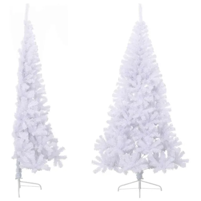 Sapin de Noël artificiel moitié avec support blanc 180 cm PVC