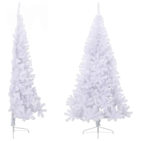Sapin de Noël artificiel moitié avec support blanc 180 cm PVC