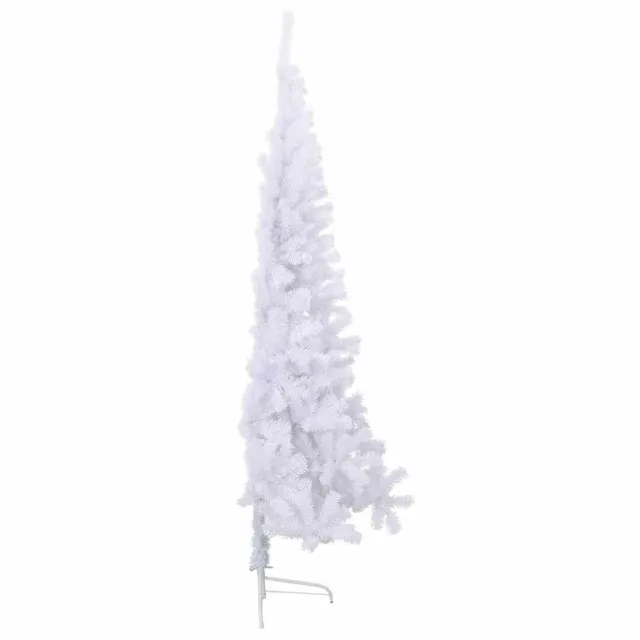Sapin de Noël artificiel moitié avec support blanc 180 cm PVC