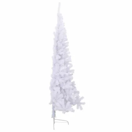 Sapin de Noël artificiel moitié avec support blanc 180 cm PVC