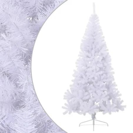 Sapin de Noël artificiel moitié avec support blanc 240 cm PVC
