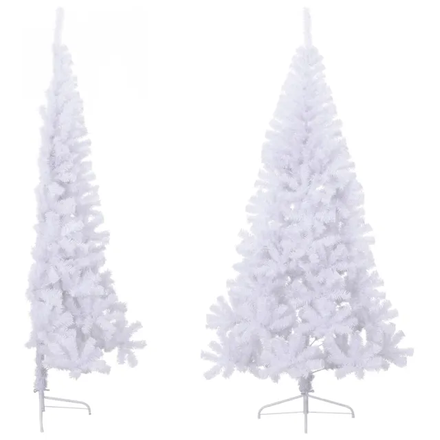 Sapin de Noël artificiel moitié avec support blanc 240 cm PVC